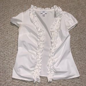 LOFT white button up short sleeve size 2 P